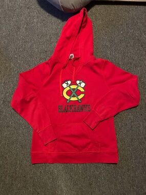 NHL Red Pullover Hoodie with Drawstring Hood